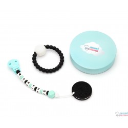 Pack Regalo Chupetero Mordedor Personalizado Rock Baby Mint + Mordedor Biscuit + Sonajero Mordedor