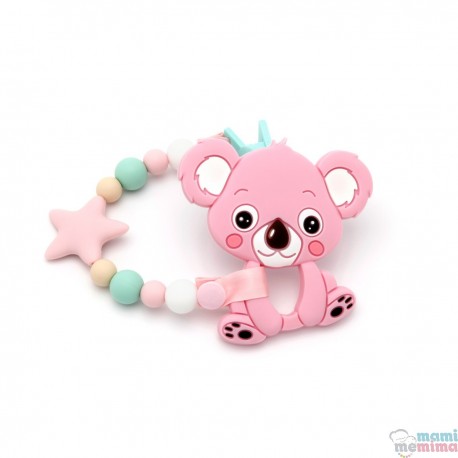 Pack Mordedor Koala + Sujeta Chupetes Mordedor Star Pink&Mint