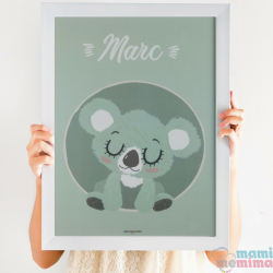 Lámina Infantil Personalizada "Baby Koala Mint"