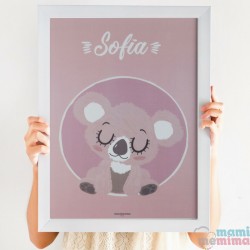 Lámina Infantil Personalizada "Baby Koala Rosa"