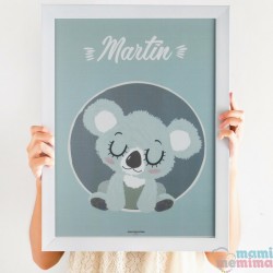 Lámina Infantil Personalizada "Baby Koala Azul"