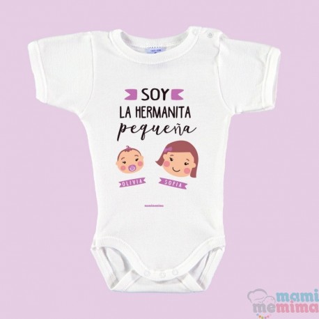 Body Bebé Personalizado con Nombres "Hermanita Pequeña y Herman@ Mayor"