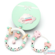 Pack Regalo Chupetero Mordedor & Sonajero Mordedor Butterfly Pink+Mint Personalizado con Nombre