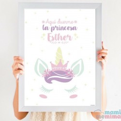 Lámina Unicornio Princesa Rosa