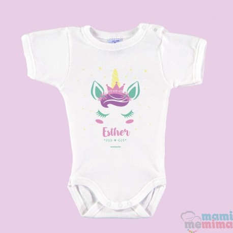 Body Bebé Personalizado con Nombre "Unicornio Rosa"