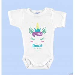 Body Bebé Personalizado con Nombre "Unicornio Azul"