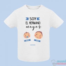 Camiseta Infantil Personalizada con Nombres "Hermanito Pequeño y Herman@ Mayor"