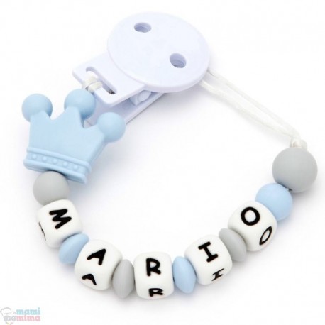 Catenella Portaciuccio Silicone Con Nome Personalizatto Prince Sweet Blue