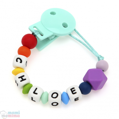 Catenella Portaciuccio Silicone Con Nome Personalizatto Multicolore