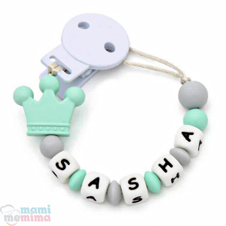 Catenella Portaciuccio Silicone Con Nome Personalizatto Prince Sweet Mint