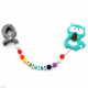 Pack Juguete Mordedor Para Carrito Personalizado Rainbow Mapache Turquesa
