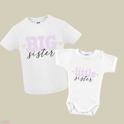 Pack Camiseta Infantil con Body "Hermana Mayor y Hermana pequeña"