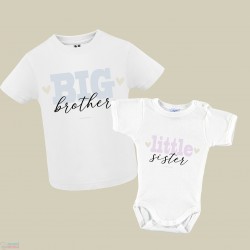 Pack Camiseta Infantil con Body "Hermano Mayor y Hermana Pequeña"