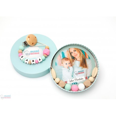 Pack Regalo Collar Mordedor y Chupetero Mordedor Personalizado Sweet Mint