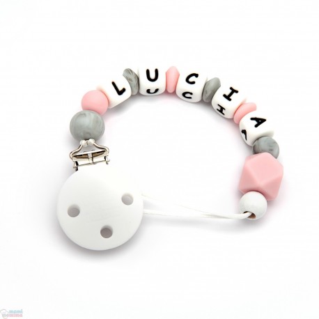 Chupetero Mordedor Personalizado de Silicona Pink&Mint