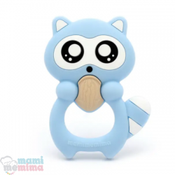 Mordedor Silicona Baby Mapache Azul