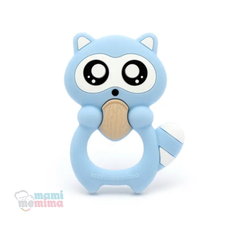Mordedor Silicona Baby Mapache Azul
