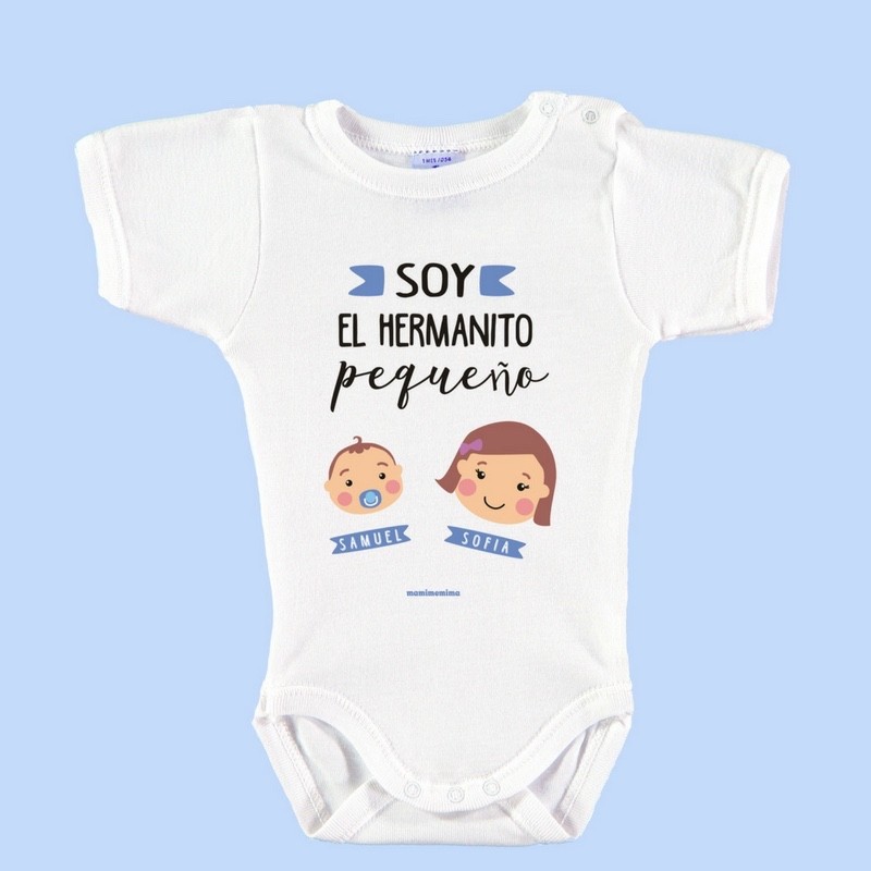Body Bebé Personalizado con Nombres "Hermanito Pequeño y Herman@ Mayor"