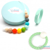 Pack Cadeau Collier De Dentition Multicolore + Poignet + Hochet Anneau De Dentition