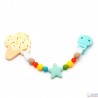 Pack Objet Sucette de bébé, anneau de Dentition Silicone Étoiles Multicolores + Mordeur Crème Glacée à la Natur