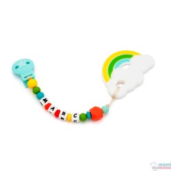 Pack Regalo Mordedor Biscuit + Sujeta Chupetes Mordedor Personalizado de Silicona Rock Baby