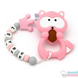 Sujeta Chupetes Mordedor Personalizado de Silicona Sweet Pink