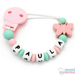 Sujeta Chupetes Mordedor Personalizado de Silicona Sweet Pink