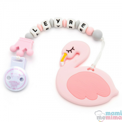 Pack Regalo Mordedor Biscuit + Sujeta Chupetes Mordedor Personalizado de Silicona Rock Baby Mint