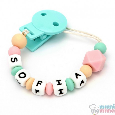Chupetero Silicona pink&mint