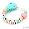 Chupetero Silicona pink&mint