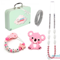 Conjunto Collar Mordedor y Chupetero Mordedor Personalizado Sweet Pink