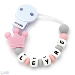 Sujeta Chupetes Mordedor Personalizado de Silicona Sweet Pink