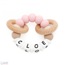 Hochet Anneau De Dentition Personnalisé Silicone Bleu&Menthe