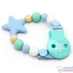 Catenella Portaciuccio Dentarello Silicone Star Blue&Mint