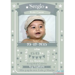 Lámina Natalicia Estrellas gris