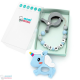 Pack Giocattolo Dentizione Anello Al Carrello Rosa E Menta, Personalizzato Con Una Dentizione Del Bambino Procione