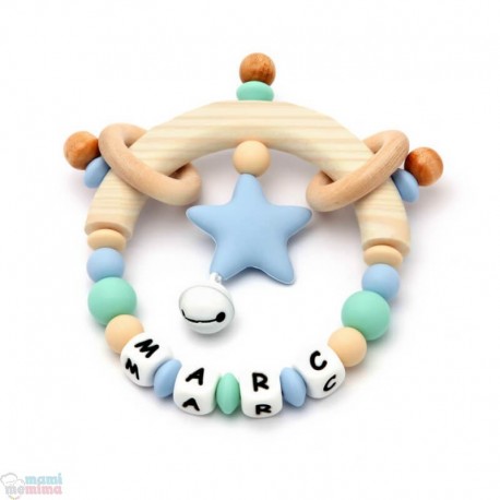 Sonaglio Anello Dentizione Su Ordinazione Del Silicone Blu&Menta