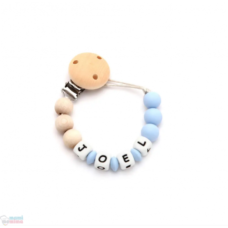 Catenella Portaciuccio Silicone Con Nome Personalizatto Sweet Blue