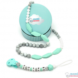 Conjunto Collar Mordedor y Chupetero Mordedor Personalizado Sweet Mint