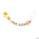 Corrente de Chupeta Mordedor em Silicone Com o Nome "Pastelito" Peachy-Amarelo