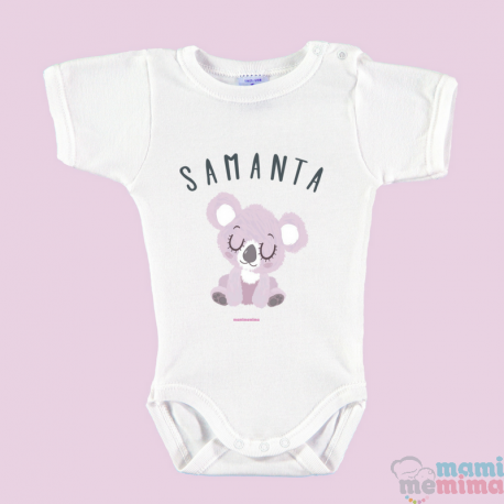 Body Bebê Personalizado com o Nome "Koala Rosa"