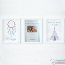 Pacote 3 Poster: Poster Nascimento e Dois Poster Decorativos Azul