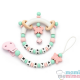Pacote Presente Prende Chupeta e Chocalho Mordedor Personalizado Borboleta Pink+Mint