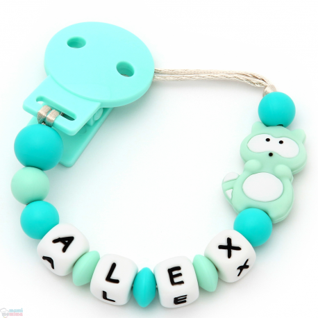 Corrente de Chupeta em Silicone Com o Nome Rock Baby Mint