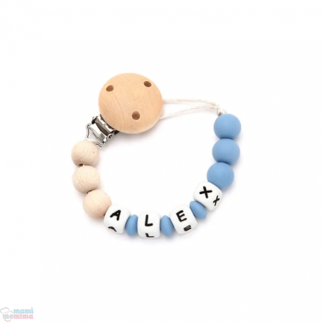 Corrente de Chupeta Mordedor em Silicone Com o Nome Sweet Blue